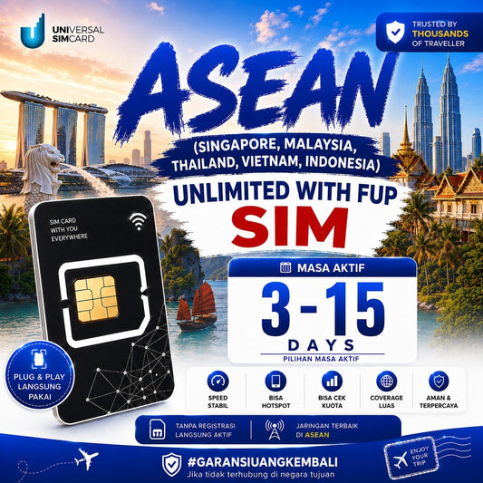 Sim Card Asean Unlimited With FUP & True Unlimited (SG, Malay, Thai, Indo, Vietnam) UNISIM