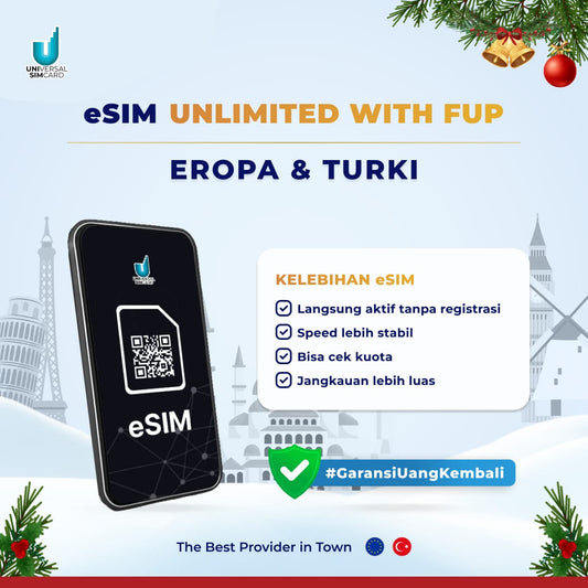 Unisim eSIM Europe + Turkey Unlimited with FUP & True Unlimited