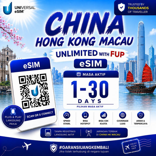 eSIM China Hongkong Macau Unlimited With FUP & True Unlimited UNISIM