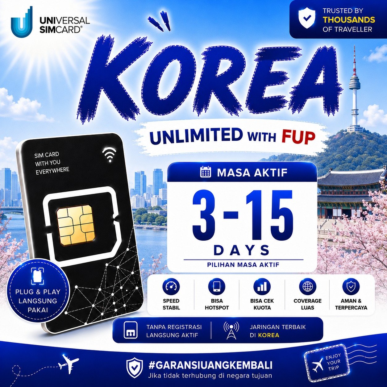 Simcard KOREA Unlimited with FUP & True Unlimited UNISIM