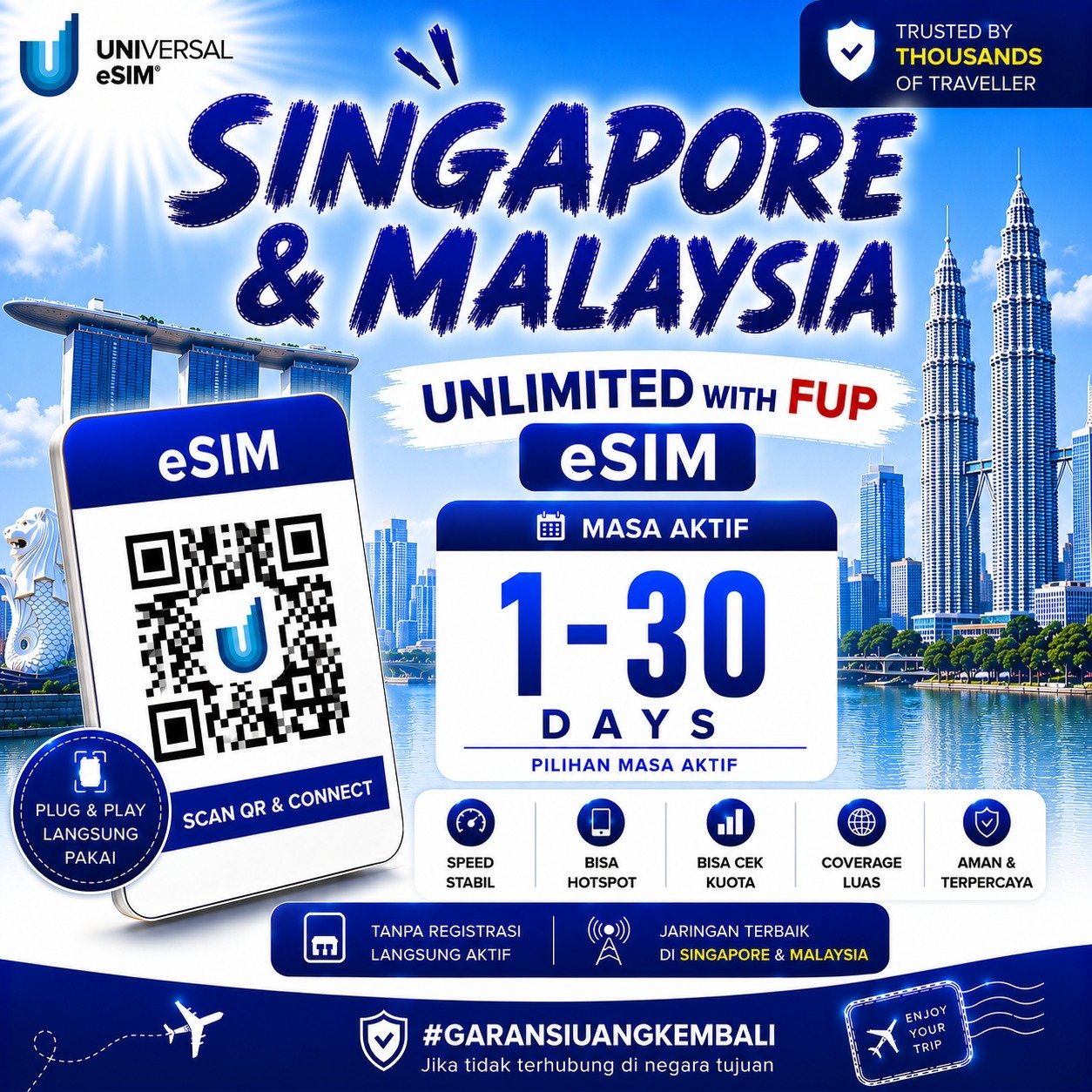 eSIM Singapore & Malaysia Unlimited With FUP & True Unlimited UNISIM