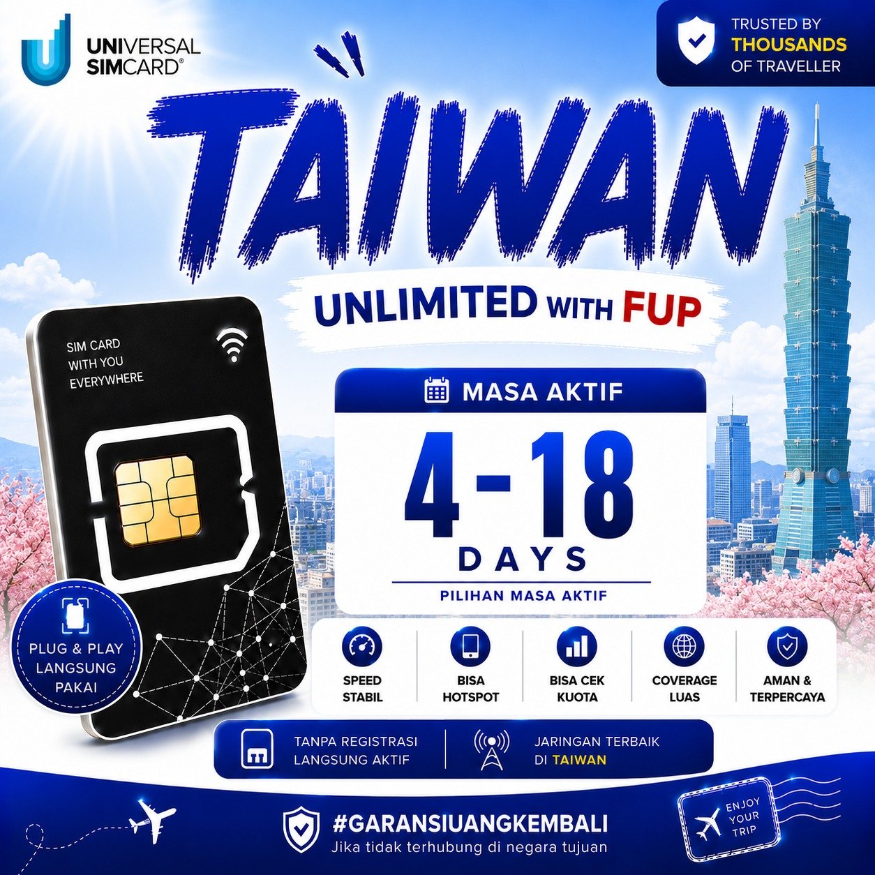 Sim Card Taiwan Unlimited with FUP & True Unlimited UNISIM