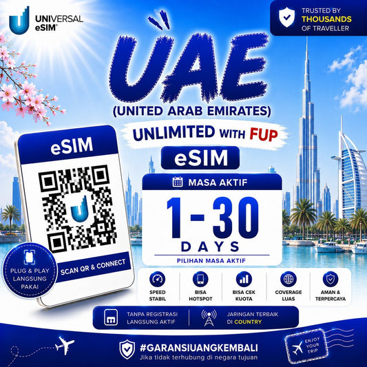 eSIM United Arab Emirates (UAE) With FUP & True Unlimited UNISIM