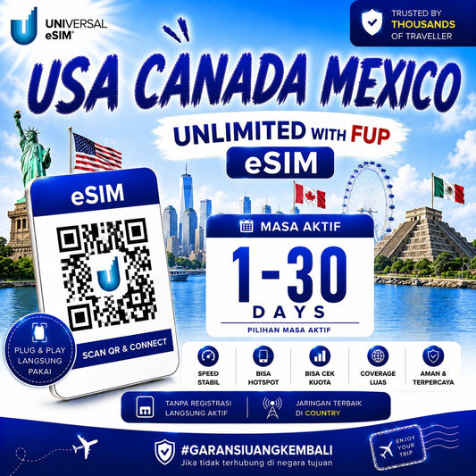 eSIM USA, Canada, Mexico Unlimited With FUP  & True Unlimited UNISIM