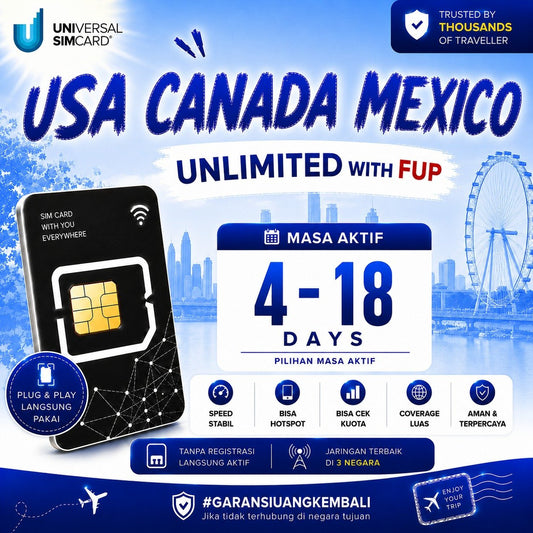 Sim Card USA, CANADA, MEXICO Unlimited With FUP & True Unlimited UNISIM