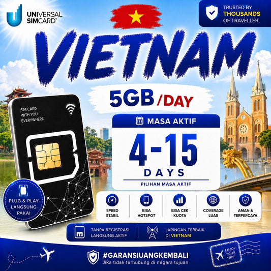 Sim Card Vietnam Unlimited (FUP 5GB/Day) UNISIM